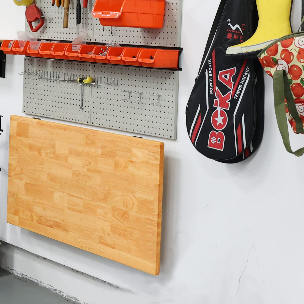 Wallmaster Wall Mounted Folding Workbench Heavy Duty Fold Down Table Utility Bench Solutions Laundry Shelf Wall Desk with Metal Shelf Bracket (47 x Wallmaster