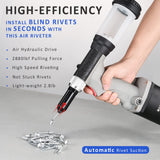 KIARUO Pneumatic Rivet Gun S30 Self-Suction Air Rivet Gun 3/16" 5/32" 1/8" 3/32" Hydraulic Riveter with 1 Set of Extra Jaws KIARUO