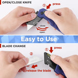 WORKPRO Folding Utility Knife, Quick Change Box Cutter, Razor Knife for Cartons, Cardboard, Boxes, Blade Storage in Aluminum Handle, 13 Extra Blades WORKPRO