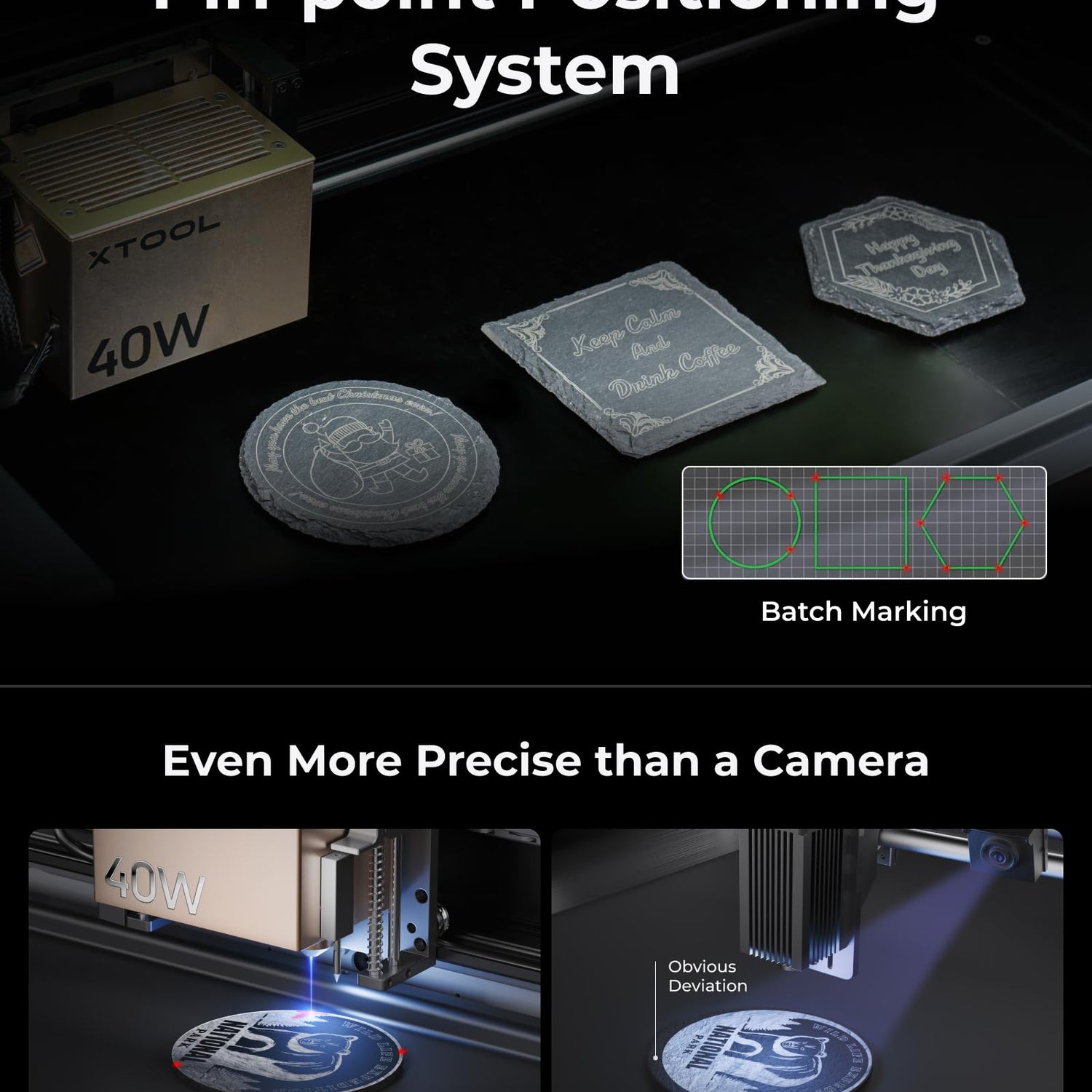 xTool S1 All-in-one Enclosed Laser Cutter and Engraver Machine with Rotary for Tumblers, 40W Laser Power, 419*319mm 600mm/s Batch Process, Laser xTool