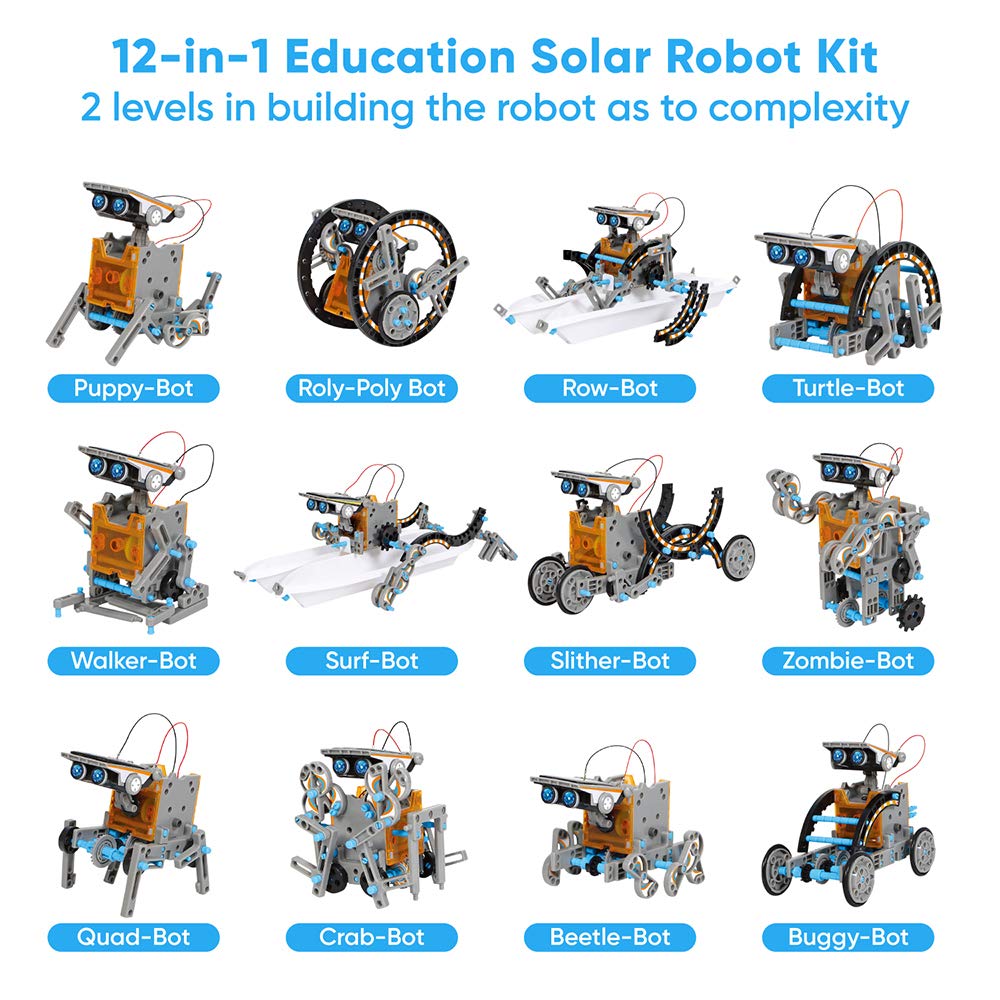 Sillbird STEM 12-in-1 Education Solar Robot Toys -190 Pieces DIY Building Science Experiment Kit for Kids Aged 8-10 and Older,Solar Powered by The Sillbird