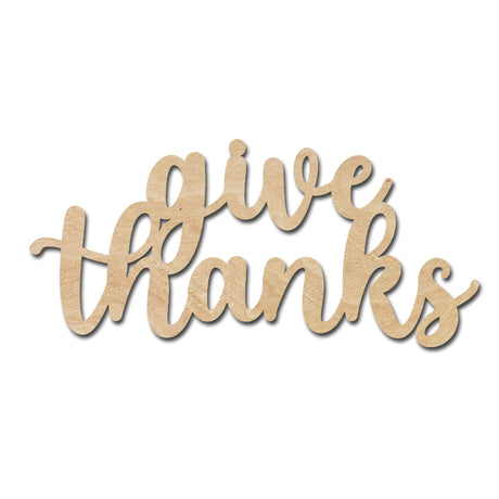 Give Thanks Wood Cutouts for crafts, Laser Cut Wood Shapes 5mm thick Baltic Birch Wood, Multiple Sizes Available Elliefont Styles