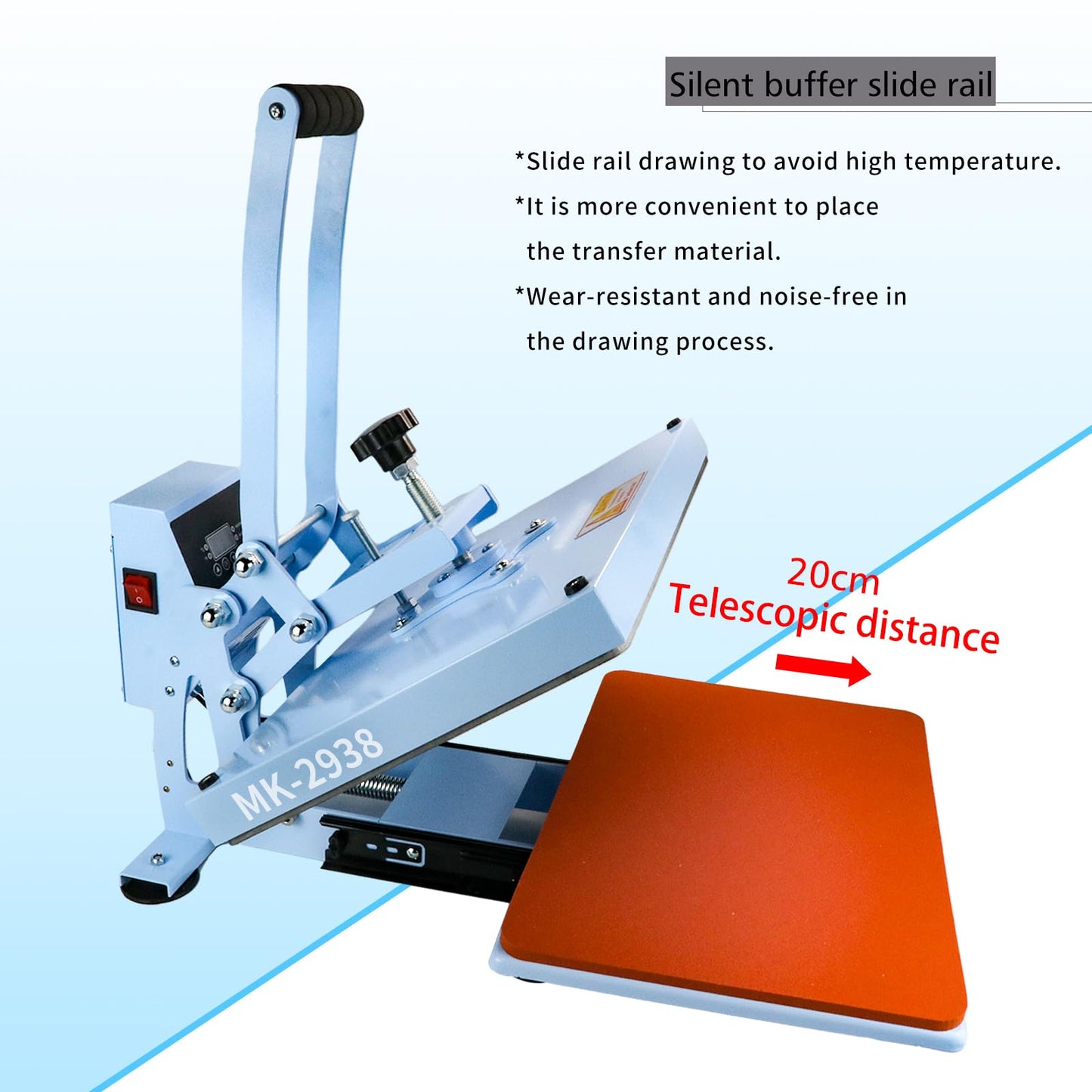 MAIKESUB 15.2x11.6 Inch High Pressure Heat Press Machine Sea Blue for T Shirts Digital Industrial Sublimation Printer for Heat Transfer Vinyl - WoodArtSupply