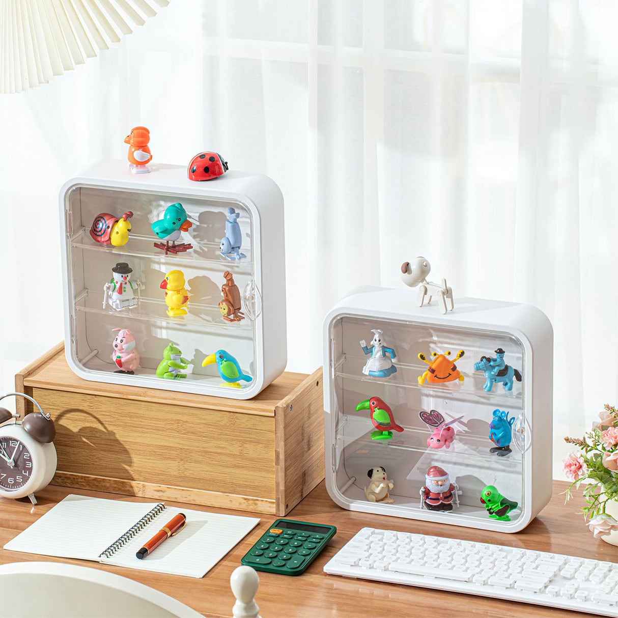 Menkxi 2 Pcs Display Case for Figures 3 Tiers Doll Storage Box Wall Mounted Clear Display Box Dust Proof Display Cabinet Organizer with Magnetic Door Menkxi