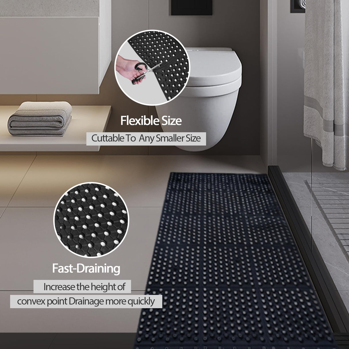 tonchean Rubber Drainage Floor Mat 83x35in Commercial Anti-Fatigue Rubber Floor Mats with Holes Restaurant Bar Floor Mat Heavy Duty Drainage Mat for tonchean
