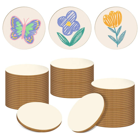 Jyongmer 100 Pieces Unfinished Wood Circle - 1.5 inch Round Disc Blank Natural Wooden Cutout Ornaments for Decoration DIY Craft Art Supplies, 0.11 Jyongmer