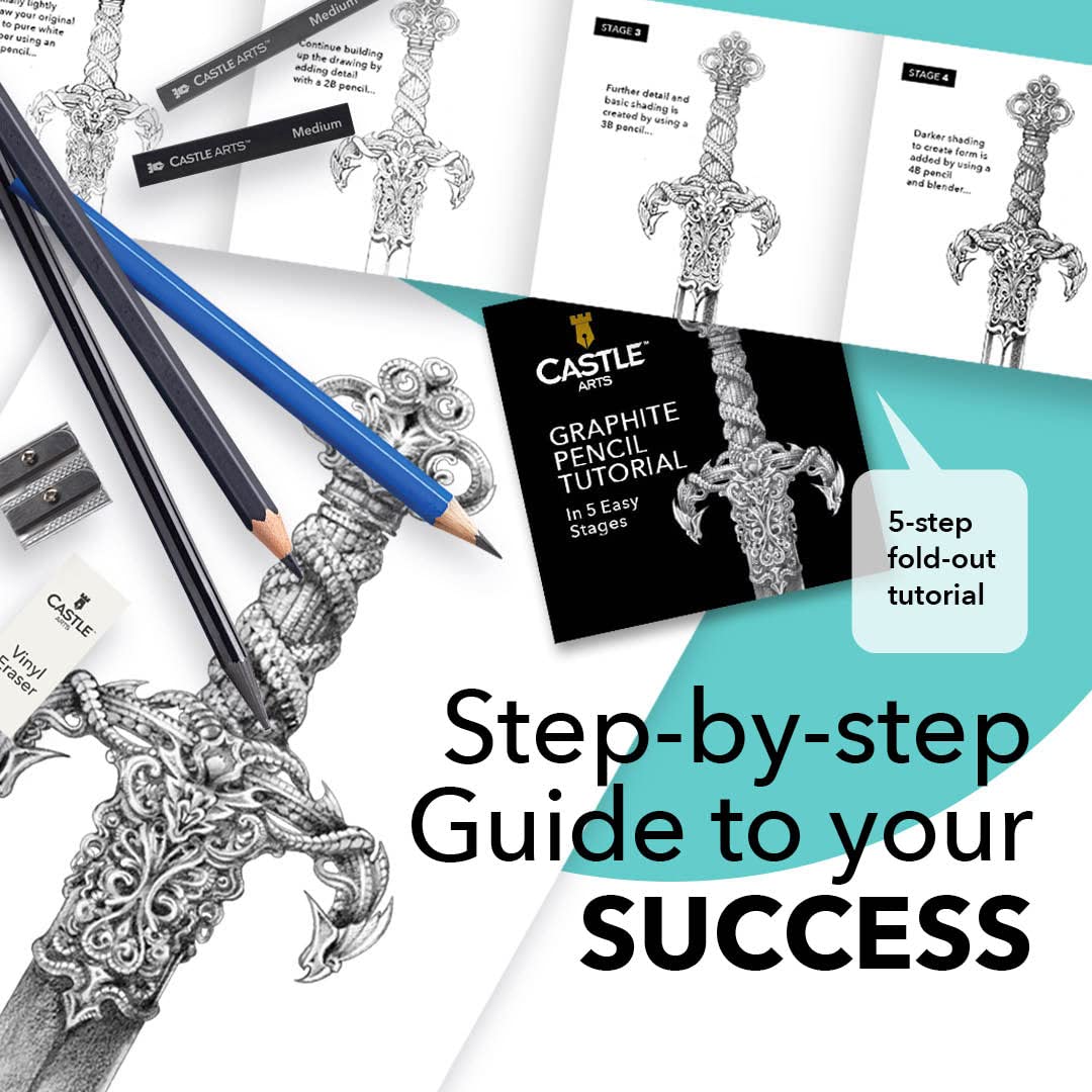 Castle Art Supplies 26 Piece Drawing and Sketching Art Set: Perfect for Beginners, Kids or Any Aspiring Artist - Includes Graphite Pencils and Castle Art Supplies