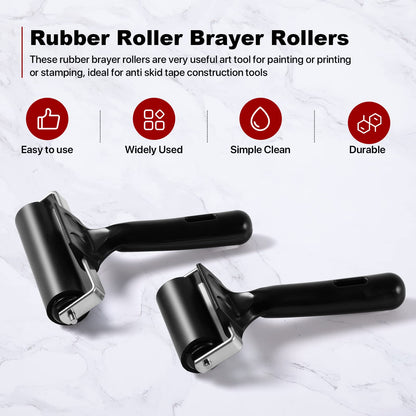 3 Pack Brayer Rollers for Crafting, Vinyl Rubber Roller Brayers, Printmaking Brayer Rollers for Cricut Maker, Gluing, Printing, Inking and - WoodArtSupply