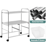 RELAX4LIFE Storage Cart W/Four Drawers, Wheels and Two Shelves, Stable Steel Frame Craft Cart for Office,Home, Make Up Storage and Files Arrangement RELAX4LIFE