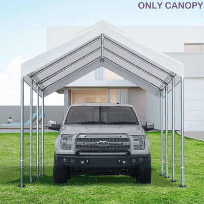 12'x20' Upgraded Carport Replacement Top Canopy Cover for Car Garage Shelter Tent Party Tent with Ball Bungees White (Only Top Cover, Frame is not - WoodArtSupply