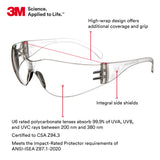 3M Safety Glasses, Virtua, 20 Pair, ANSI Z87, Anti-Fog Scratch Resistant Clear Lens, Clear Frame, Wraparound Coverage 3M