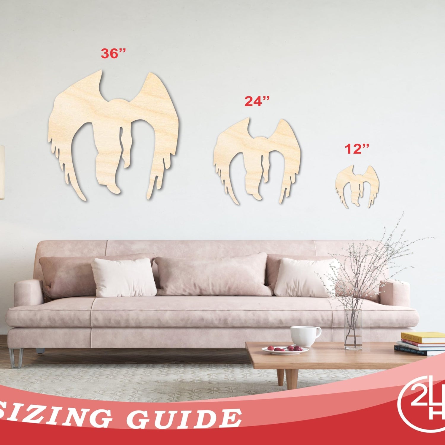 Unfinished Wood Mothman Shape - Craft - up to 36" 6" / 1/2" 24 Hour Crafts