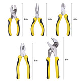 TOPLINE 5-Piece Pliers Set, Pliers Tool Set Included 8" Groove Joint Pliers, 7" Linesman Pliers, 6" Long Nose Pliers, 6" Slip Joint Pliers, 6" Topline