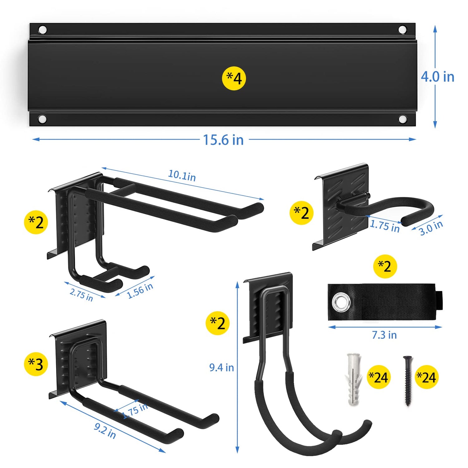Ailadl Wall Mount Tool Storage Rack, 15 PCS Heavy Duty Steel Yard Garden Tool Organizer, Garage Tool Organizer Wall Mounted Storage System Hold Up to Ailadl