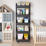 Calmootey 5-Tier Rolling Utility Cart with Drawer,Multifunctional Storage Organizer with Plastic Shelf & Metal Wheels,Storage Cart for Calmootey