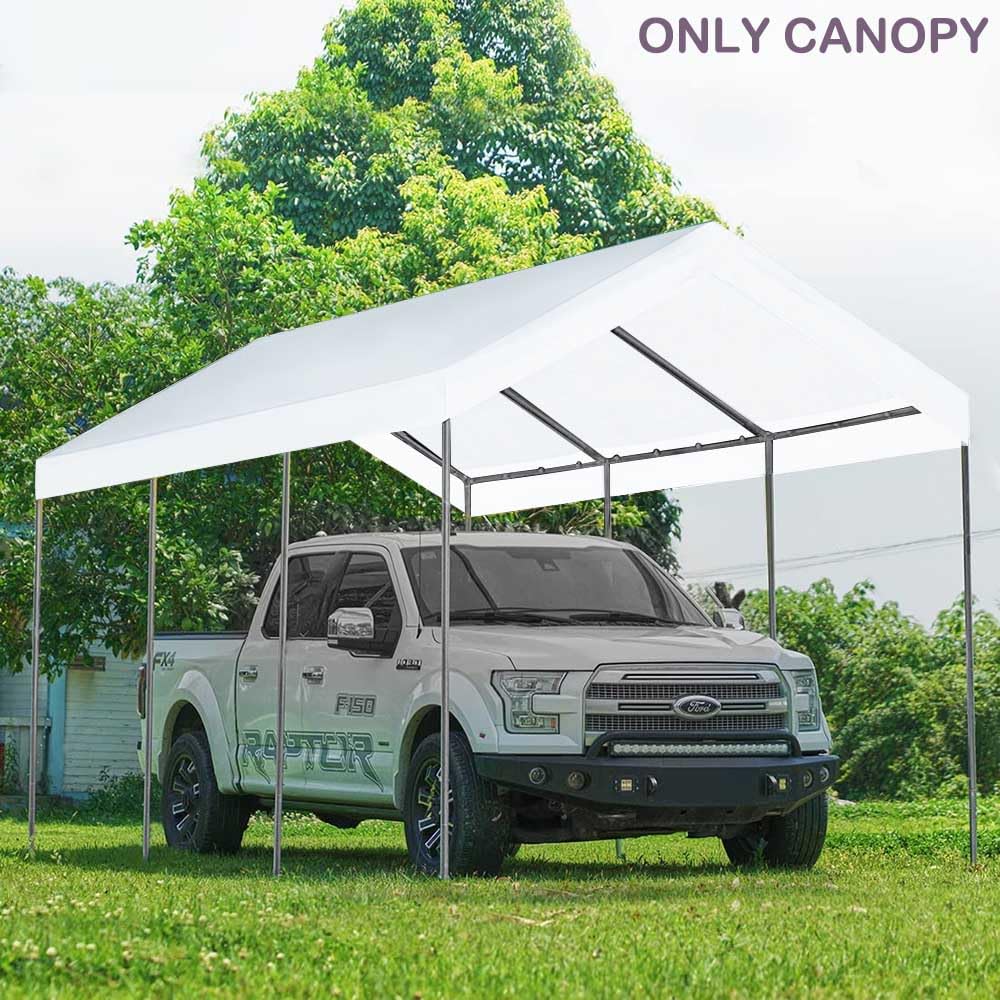 12'x20' Upgraded Carport Replacement Top Canopy Cover for Car Garage Shelter Tent Party Tent with Ball Bungees White (Only Top Cover, Frame is not - WoodArtSupply