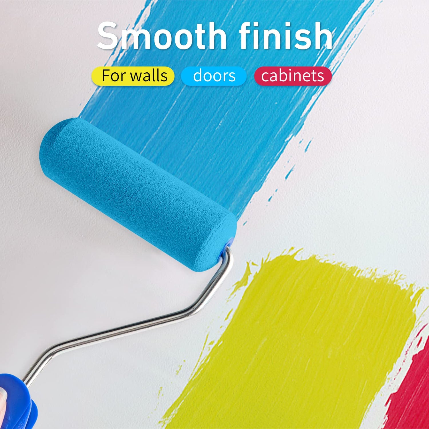 Mister Rui-Foam Paint Roller, 4 Inch-8 Pack Paint Roller Kit, Complete 4" Mini Paint Roller Kit with Small Foam Paint Roller Covers, Frame, Tray, and Mister Rui