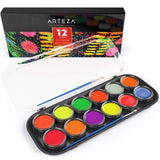 ARTEZA UV Face Paint Kit, 12 Neon Colors, Water Based, Nontoxic Paint for Professional Halloween & Day of The Dead Costumes, Festivals, Theater & ARTEZA
