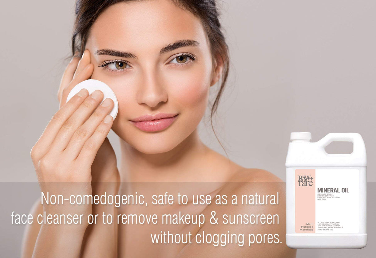 Raw Plus Rare Food Grade Mineral Oil (1gal), Suitable for Bamboo Cutting Board, Butcher Block, Wood, Knife Blade, Cast Iron Tools - Vegan, Enriched Raw Plus Rare