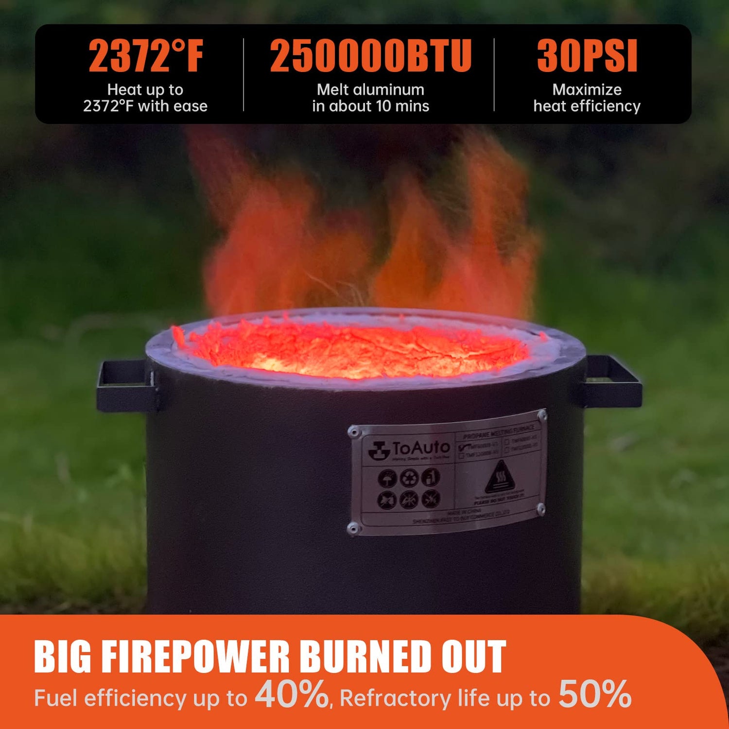 TOAUTO 6KG Propane Melting Furnace Kit TMF6000B-V3 Propane Foundry Home Kiln Casting Tool for Smelting Casting Gold Silver Copper Scrap Metal Recycle TOAUTO