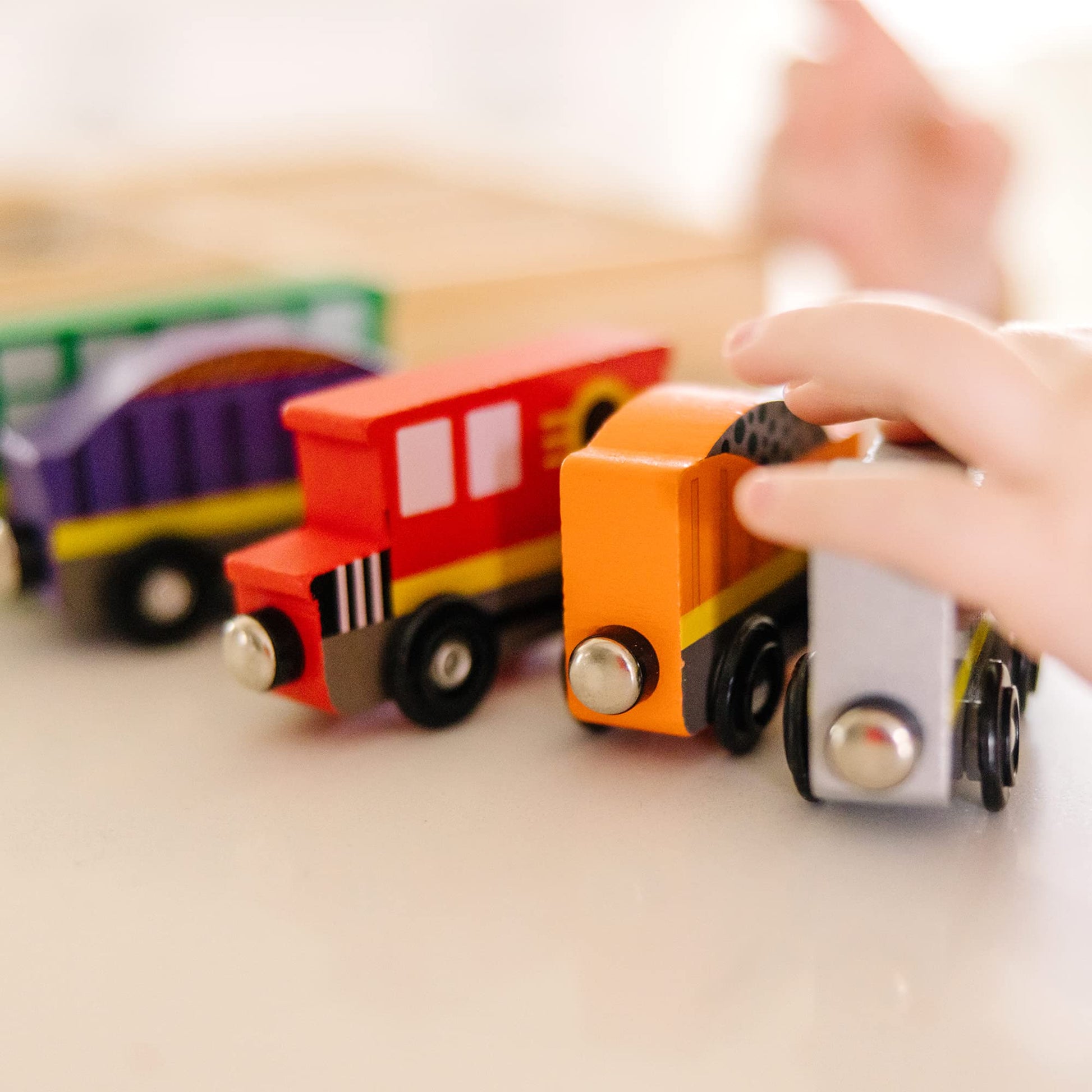 Melissa & Doug Wooden Train Cars (8 pcs) - Magnetic Train, Wooden Train Toys, Train Sets For Toddlers And Kids Ages 3+ - WoodArtSupply