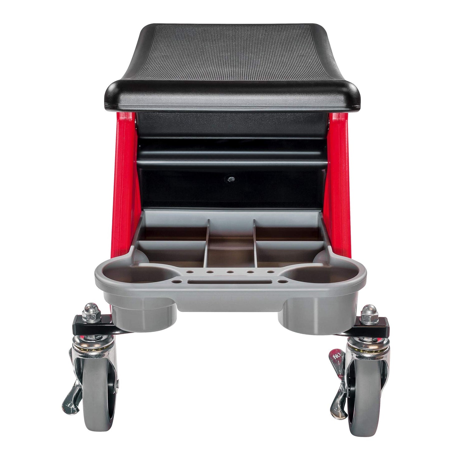 Powerbuilt Heavy Duty Roller Mechanics Seat and Brake Stool with 4-in. Rubber Swivel Casters Roll Over Anything, Big Seating Platform, Slide Out Tool - WoodArtSupply