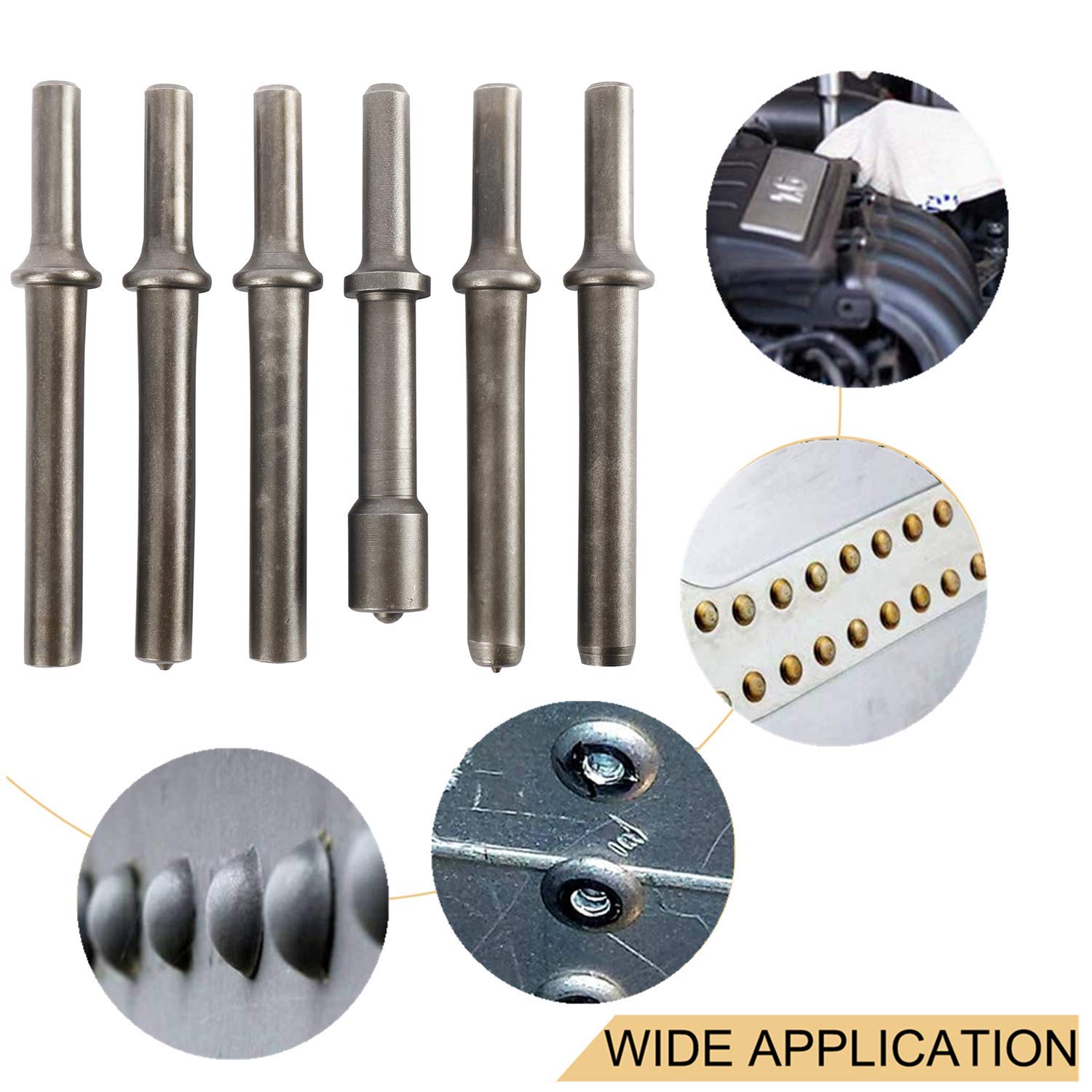 YaeCCC 7 Pcs Heavy Duty Smoothing Pneumatic Air Rivet Hammer Tools Steel Air Hammer Chisel Pneumatic Hammer for Hollow Solid Half-hollow Rivet Yaeccc