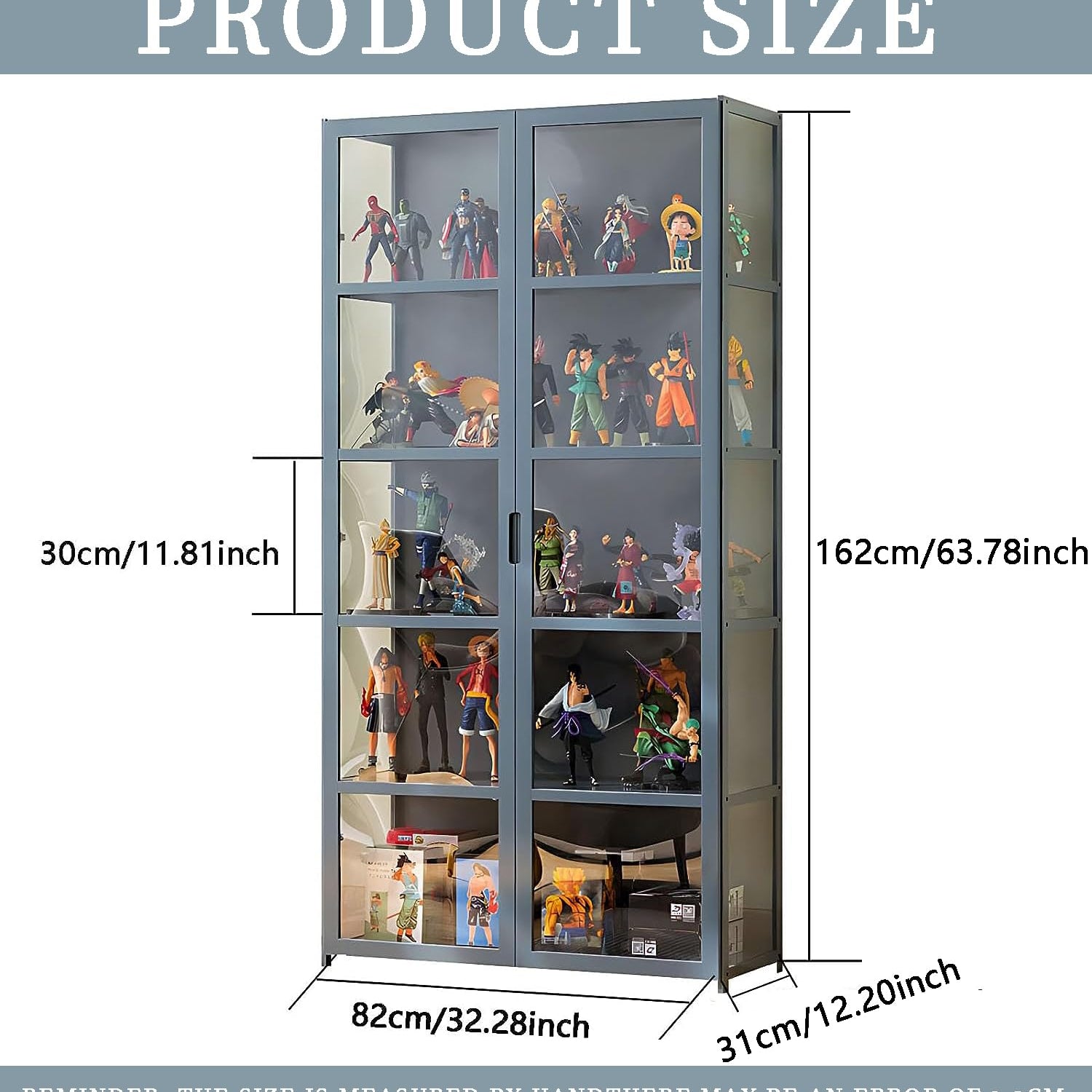 idhhco Curio Display Cabinet, 5 Tier Storage Cabinet with Acrylic Glass Door, Collectibles Toy Organizers Rack & Display Shelf, Kids Bookcase for idhhco