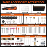 HARDELL 12V Cordless Rotary Tool, 6-Speeds Rotary Tool Kit, 30000RPM Power Rotary Tools 94 Rotary Tool Accessories for Engraving, Sanding, Polishing, HARDELL
