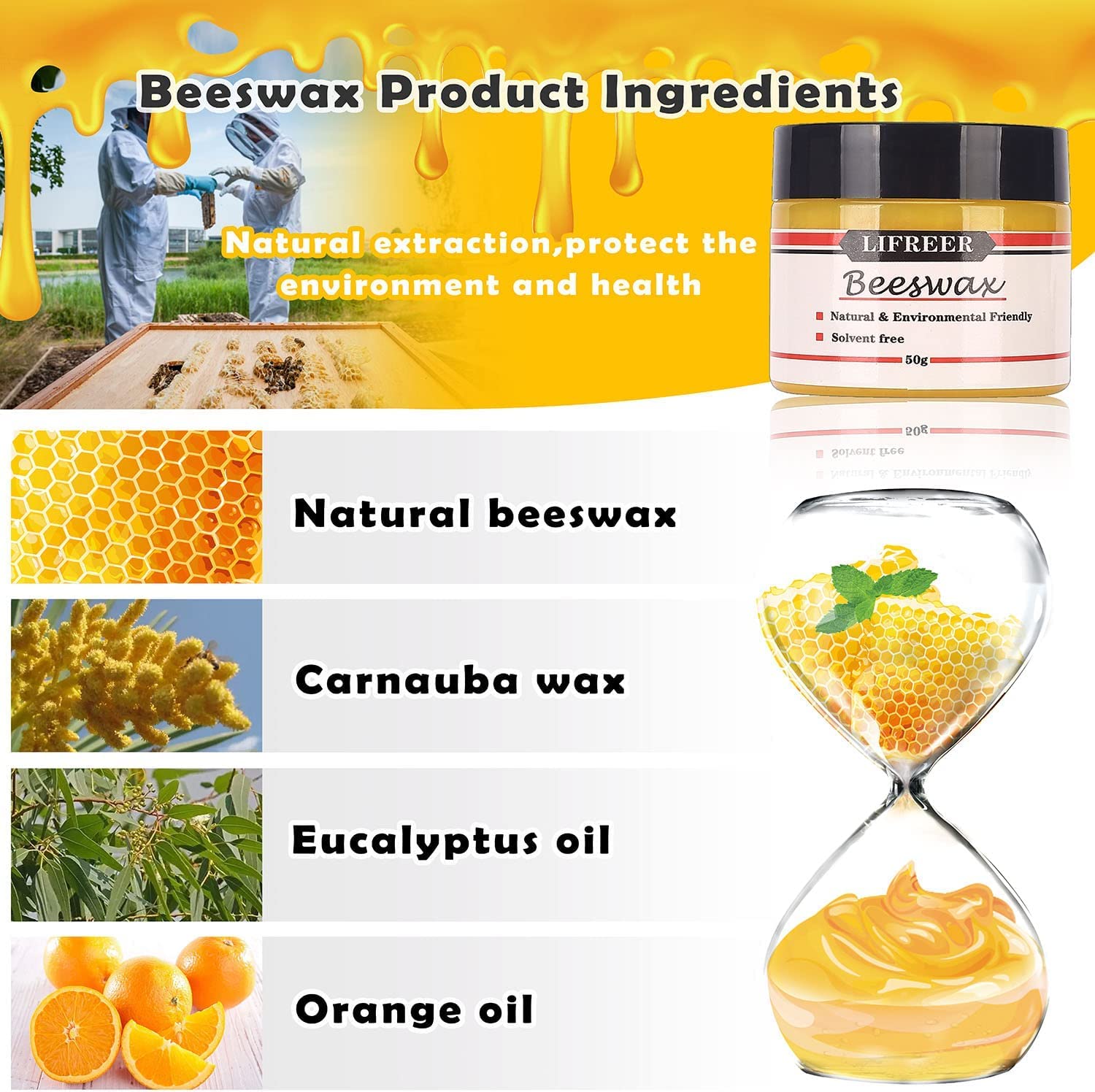 Lifreer Wood Furniture Repair Kit, High-Performance Wood Filler, Wood Putty with Beeswax - Hardwood Floor Scratch Repair Kit for Scratch, Cracks, Lifreer