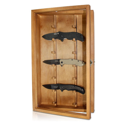 Wooden Knife Display Case with Lockable Clear Acrylic Cover - Wall Knife Display - Pocket Knife Display Case – Knife Cases for Collections - Knife - WoodArtSupply