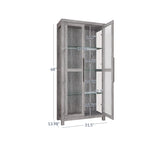 Elegant BELLEZE Gray Wash Storage Cabinet with Glass Doors for Living Room and Bedroom Display BELLEZE