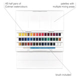 Winsor & Newton Cotman Watercolor Paint Set, Studio Set, 45 Half Pans w/ Brush Winsor & Newton