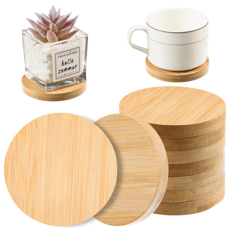 24 Pcs Round Bamboo Coasters 3.15 Inch Bamboo Wood Coasters Natural Wooden Coasters Bamboo Drink Cup Coasters Set for Coffee Table, Hot Drinks, Cold AWIZOM