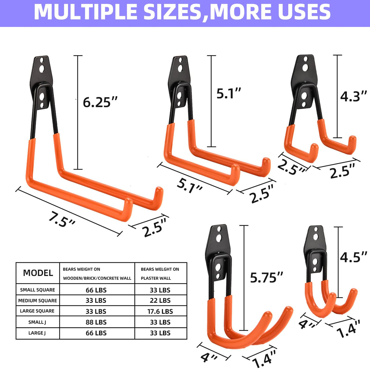 Rlipily 30 Pack Garage Hooks Steel Heavy Duty Garage Storage Hooks Utility Steel Wall Mount Garage Hanger&Organizer for Bikes,Garden Tools, Ladders, Rlipily