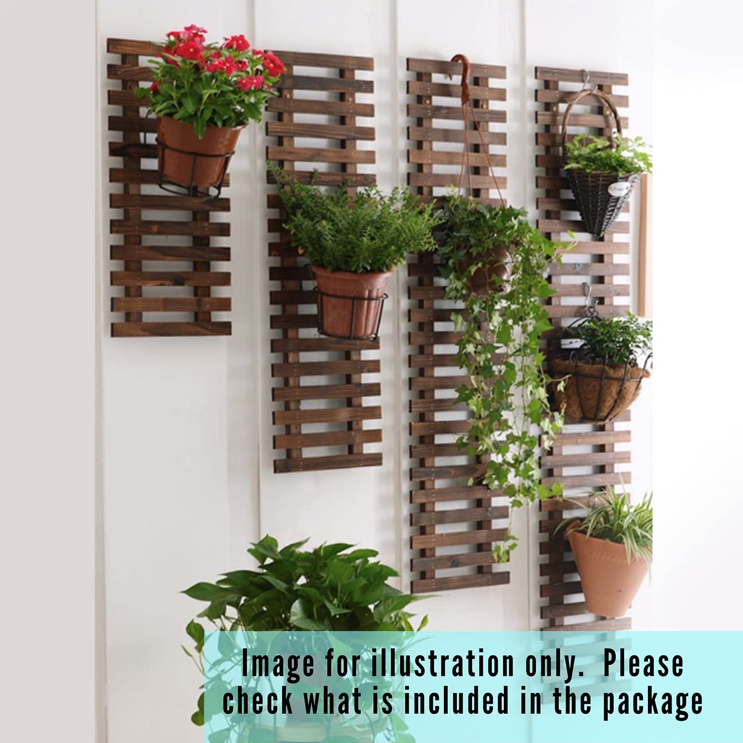 ShopLaLa Wall Planter - 2 Pack, Wooden Hanging Large Planters for Indoor Outdoor Plants, Live Vertical Garden, Plant Wall Mount Flower Pot Holder - WoodArtSupply