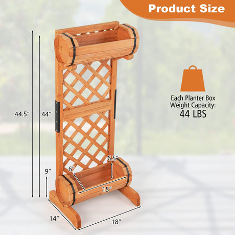 S AFSTAR Raised Garden Bed with Trellis, Outdoor Wood Garden Planter W/ 2-Tier Round Planter Box & Trellis for Vine Climbing Plants Growing, Vertical S AFSTAR
