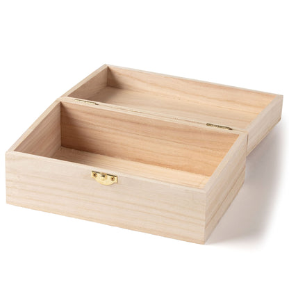 8.4” Unfinished Wooden Box by Make Market - Ready-to-Decorate Wood Box for Trinkets, Coins, Jewlery, Valuables - Bulk 12 Pack