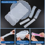 meekoo 2 Pcs Large Silicone Resin Tray Molds with 4 Pcs Handles Serving Tray Molds Round Rectangle Resin Mold for Making Jewelry Plates Tea Coasters meekoo