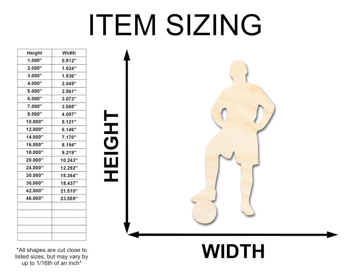 Unfinished Wood Soccer Player Silhouette | DIY Sports Craft Cutout | up to 36" DIY 7" / 1/8" 24 Hour Crafts