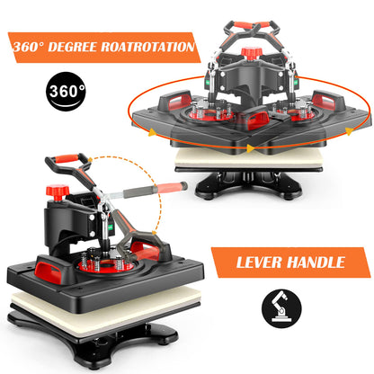 8 in 1 Upgraded 15 x 12 Heat Press Machine for Shirts Industrial-Quality Digital Swing Heat Press Sublimation Machine Powerpress Heat Press Machine - WoodArtSupply