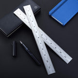 2 Pack Stainless Steel Ruler Machinist Engineer Ruler, Metric Ruler with Markings 1/8, 1/16, 1/32, 1/64 Inch for Engineering, School, Office, EBOOT