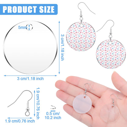 Loetere 168 Pieces Acrylic Earrings Blanks DIY Earrings Making Kit Includes Transparent Round Clear Acrylic Earring Blanks Pendants Earring Hooks and - WoodArtSupply