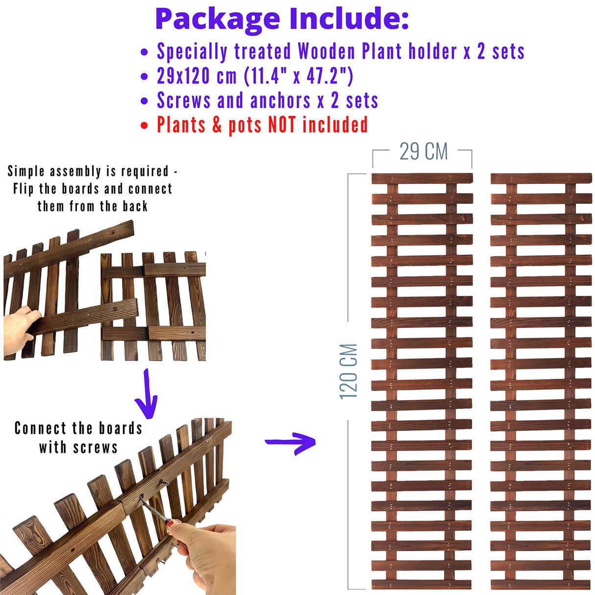 ShopLaLa Wall Planter - 2 Pack, Wooden Hanging Large Planters for Indoor Outdoor Plants, Live Vertical Garden, Plant Wall Mount Flower Pot Holder ShopLaLa