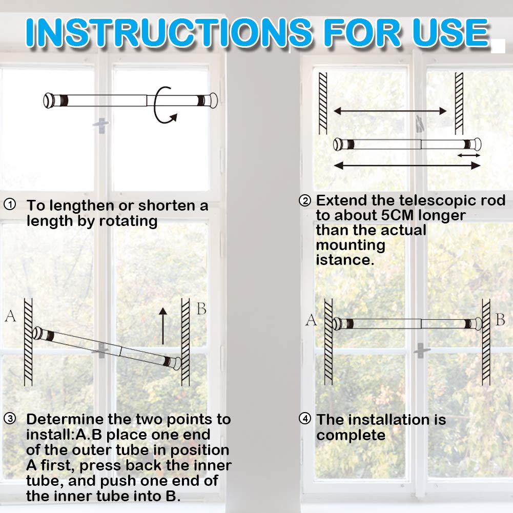 AIZESI 2PCS Curtain Rods Small Tension Rod 16 to 28 Inch Extendable Spring Curtain Rods Wood Color Tension Curtain Rod Short Spring Tension Rod for AIZESI