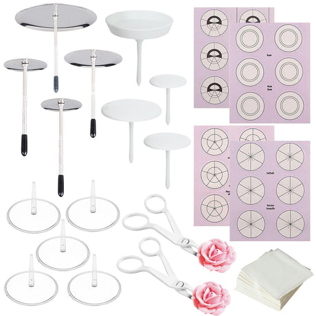 Woohome 17 PCS Flower Nails Cake Decorating Supplies Includes 4 Size Cake Flower Nail and 9 PCS Plastic Cake Flower Nail, Flower Lifters, Cake Flower Woohome