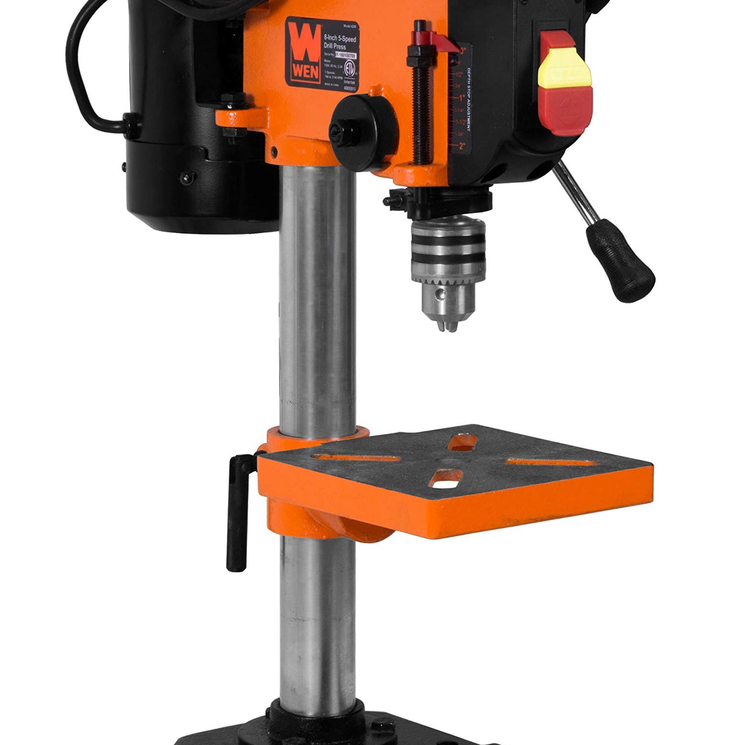 WEN 4208T 2.3-Amp 8-Inch 5-Speed Benchtop Drill Press & DPA2513 24-by-12-Inch Drill Press Table with an Adjustable Fence and Stop Block WEN