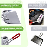 TOP DOG Metal Dustpan 17”, Aluminum Dust Pans Heavy Duty Does not Chip or Bend Sheet Metal Edge Flat Against Floor for Small Item Sweeping Rubber TOP DOG