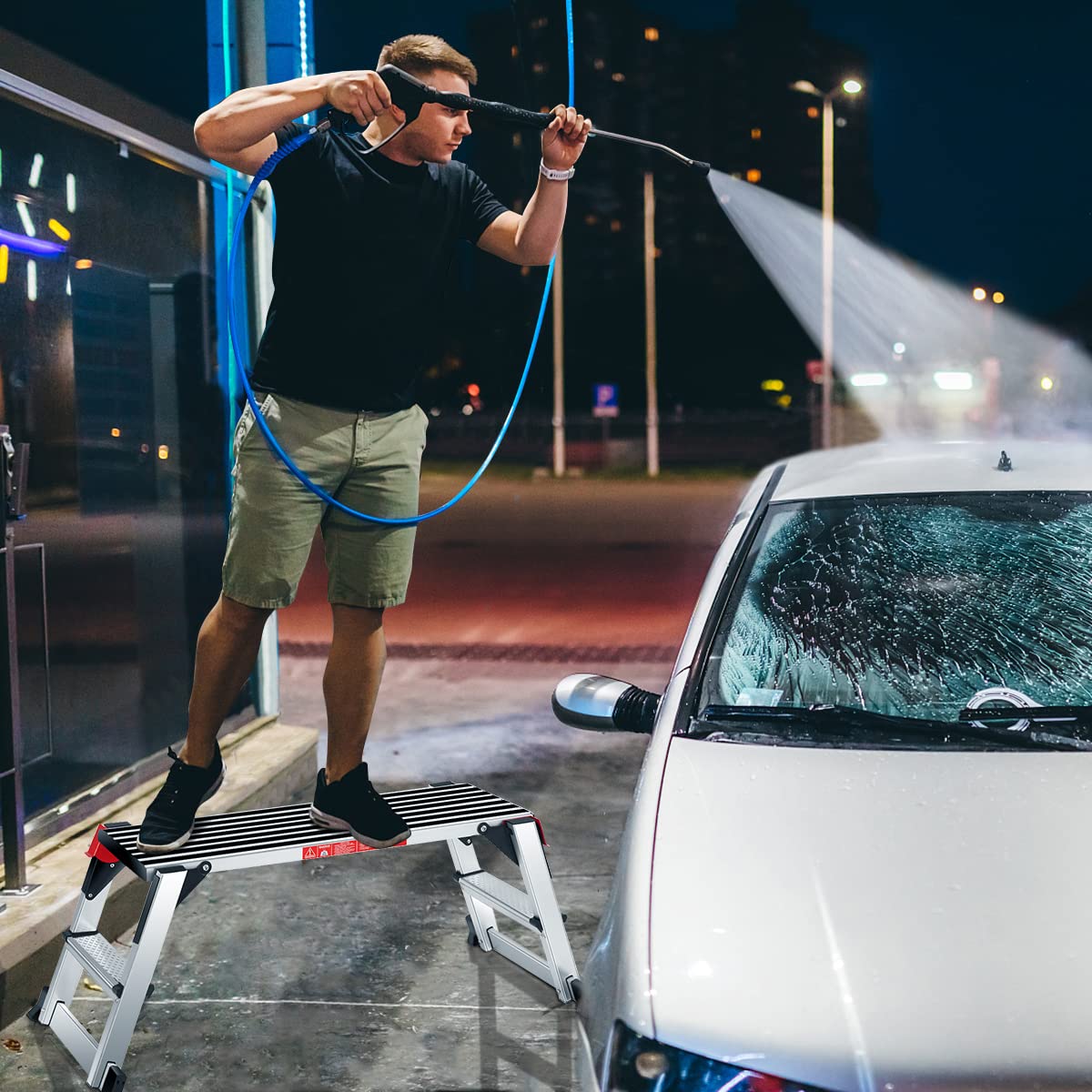 Giantex Aluminum Platform Non-Slip Folding Work Bench Drywall Stool Ladder 330lbs Capacity Giantex