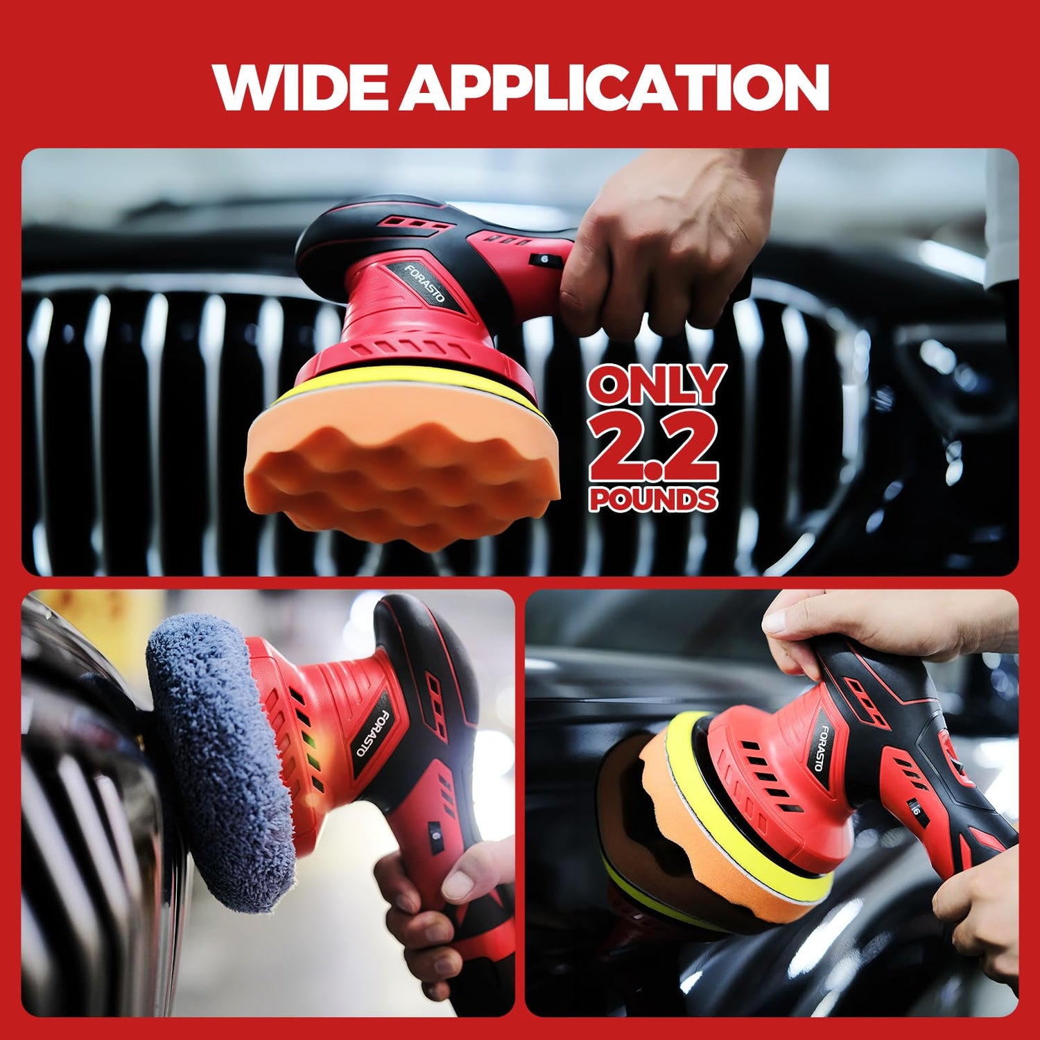 FORASTO 40Pack Cordless Buffer Polisher,DA Buffer Polisher Waxer for Car Detailing, Car Buffers And Polishers kit,Car Accessories,6 Variable Speed, FORASTO